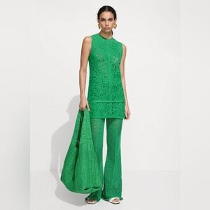 Mango Green Crochet Pant and Dress set